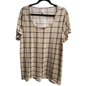 LuLaRoe Shirt Cream/Blue/Burgundy Size 2XL‎